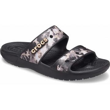 Crocs Classic Bleach Dye Women's Sandals Black | Australia 0563JPQJ